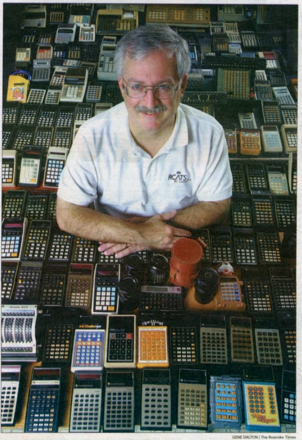Rick Furr with part of his calculator collection